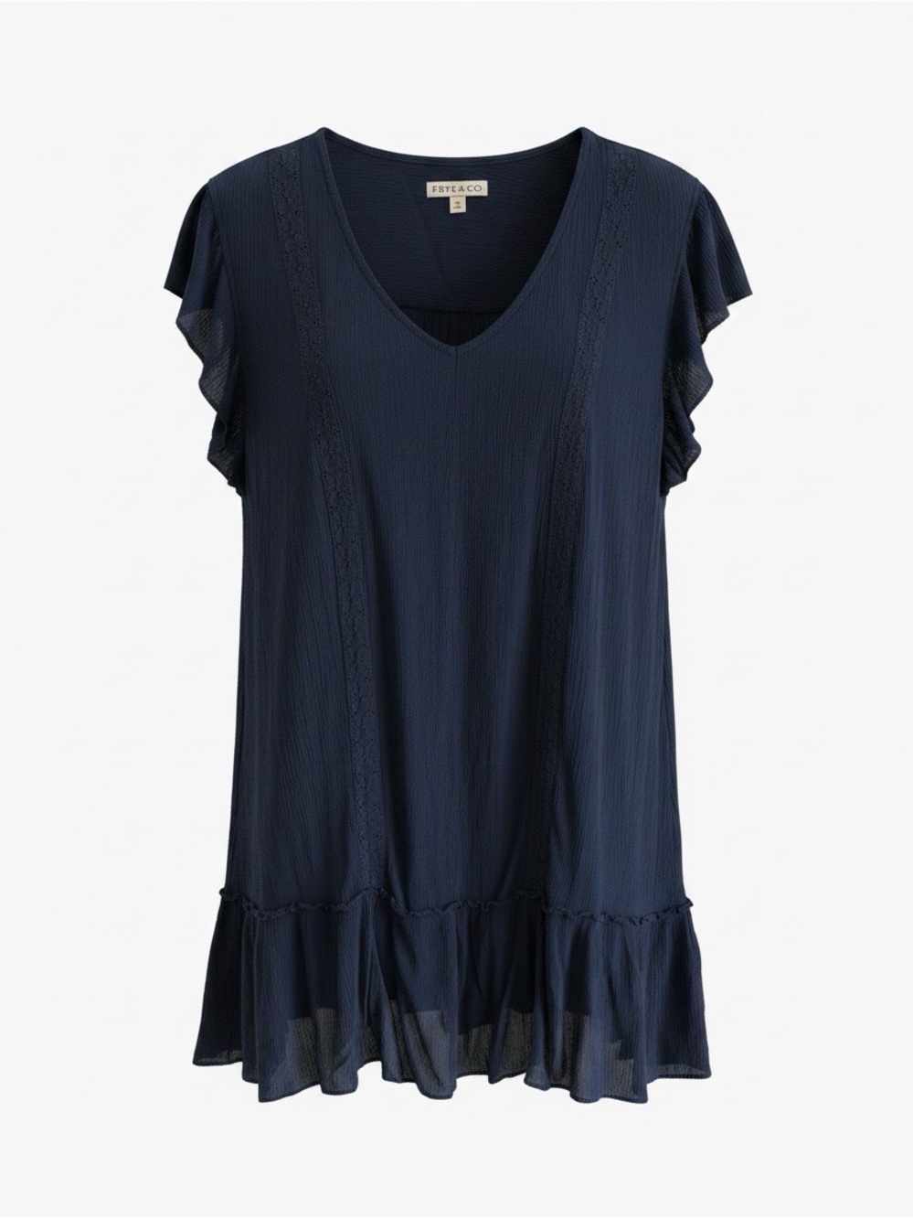 Frye & Co. XL Deep Blue V-Neck Dress with full Liner NEW with Tags